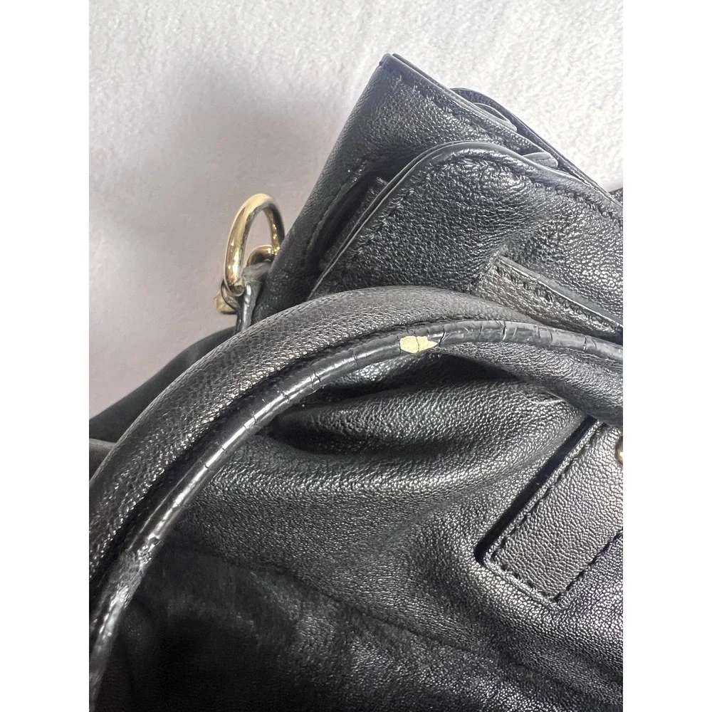 Michael Kors Hamilton Satchel Wm Large Black Leather Gold Hardware Tote Bag
